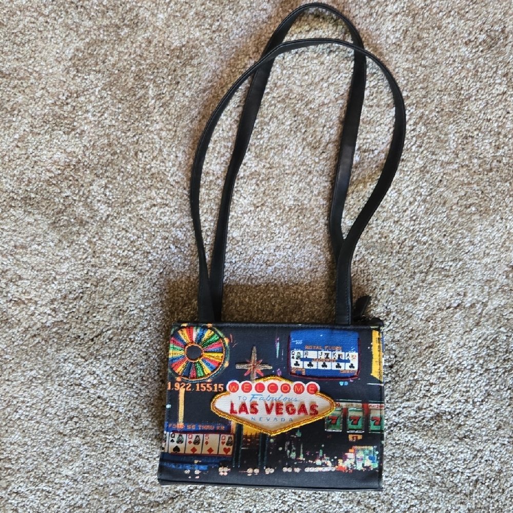 Las Vegas Themed Shoulder Bag - Black
